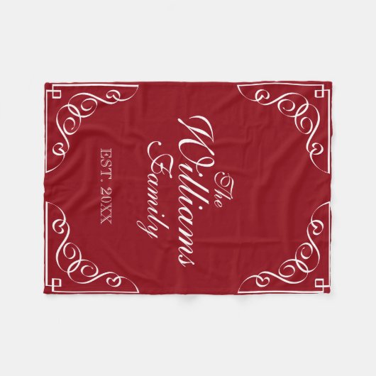 Eigen familienaam burgundy red fleece deken (Voorkant (Horizontaal))