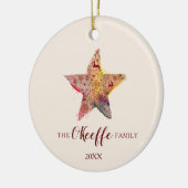 Eigen familienaam Kerstmis 2022 Keramisch Ornament (Links)