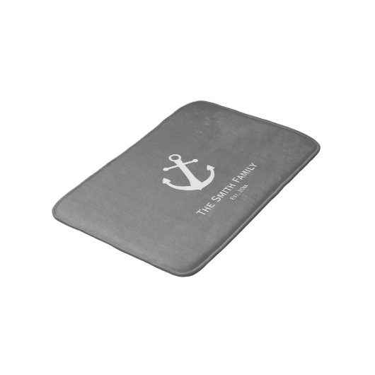 Eigen familienaam Nautical Dark Grey Bath Mat (Gekanteld)