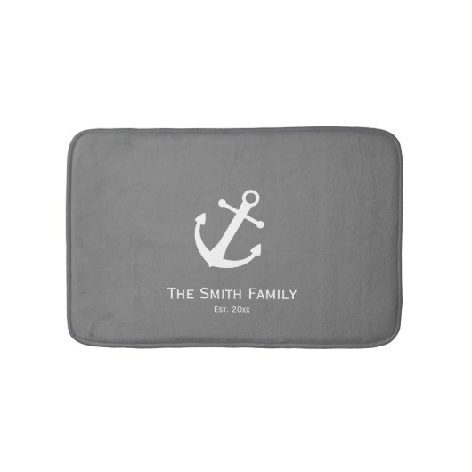 Eigen familienaam Nautical Dark Grey Bath Mat (Voorkant)