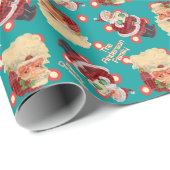 Eigen familienaam Retro Santa Claus Kerstmis Cadeaupapier (Rol Hoek)