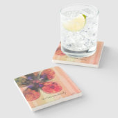 Eigen familienaam Roos Gold Floral Abstract Stenen Onderzetter (Zijkant)