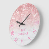 Eigen familienaam Roos Gold Glitter en marmer Grote Klok (Hoek)