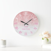 Eigen familienaam Roos Gold Glitter en marmer Grote Klok (Huis)