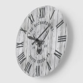 Eigen familienaam Rustic Farmhouse Wood Modern Grote Klok (Hoek)