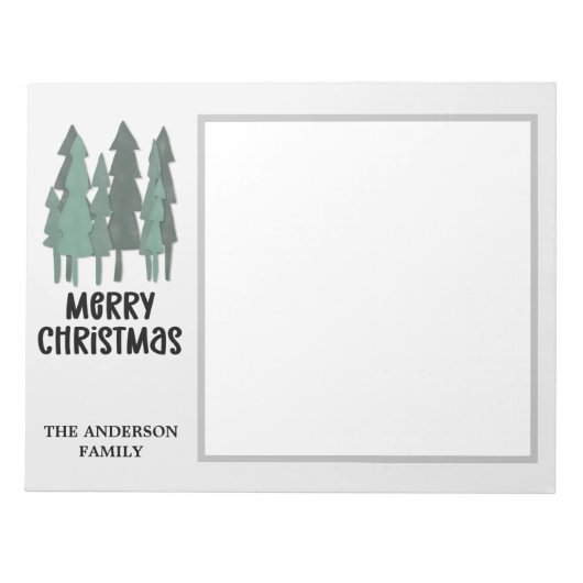 Eigen familienaam Waterverf kerstbomen Notitieblok (Voorkant)