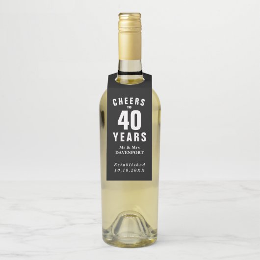 Eigen feestdag 40e trouwdag flessenhanger (Op fles)