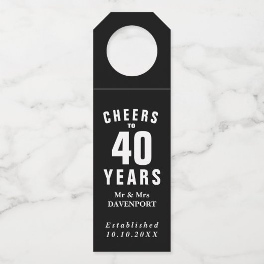 Eigen feestdag 40e trouwdag flessenhanger (Voorkant)