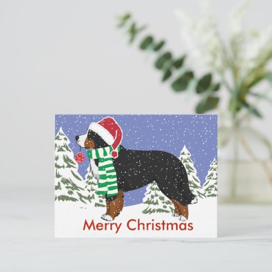 Eigen feestdag met kerstmis voor Bernese Mountain  Feestdagenkaart (Staand voorkant)
