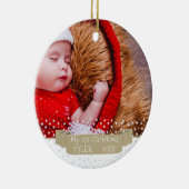 Eigen feestelijke Baby eerste kerstfoto Keramisch Ornament (Rechts)