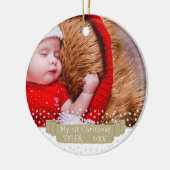 Eigen feestelijke Baby eerste kerstfoto Keramisch Ornament (Links)