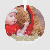 Eigen feestelijke Baby eerste kerstfoto Ornament (achterkant)