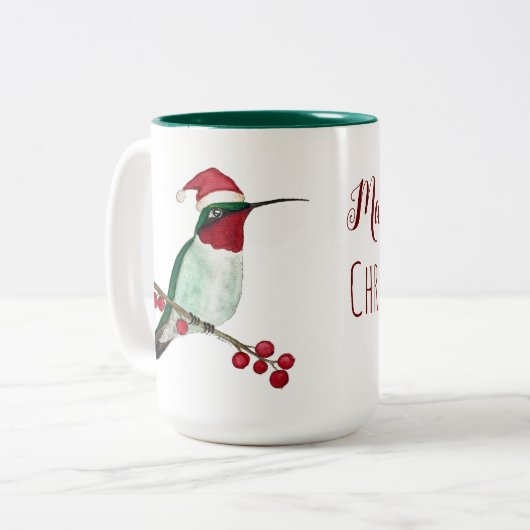 Eigen feestvogel, kerst tweekleurige koffiemok (Voorkant links)