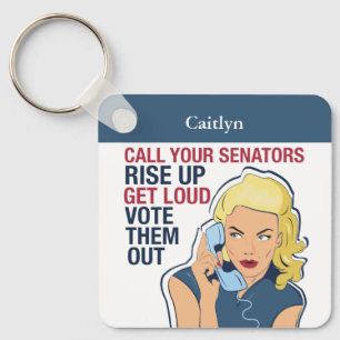 Eigen feministische politicoloog-democraat Vrouw Sleutelhanger