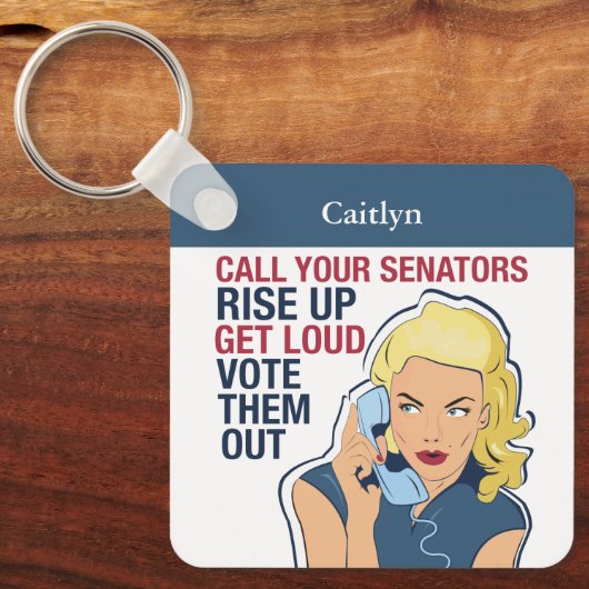 Eigen feministische politicoloog-democraat Vrouw Sleutelhanger (Voorkant)