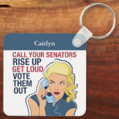 Eigen feministische politicoloog-democraat Vrouw Sleutelhanger (Achterkant)