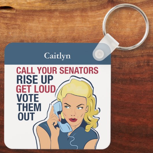 Eigen feministische politicoloog-democraat Vrouw Sleutelhanger (Achterkant)