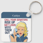 Eigen feministische politicoloog-democraat Vrouw Sleutelhanger (Achterkant)