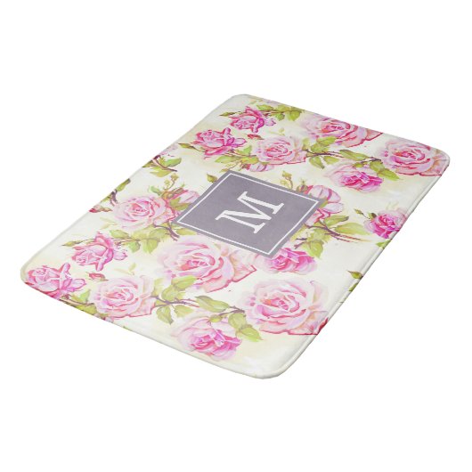 Eigen flessenpatroon oud Roos monogram bonnetje Badmat (Gekanteld)