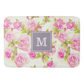 Eigen flessenpatroon oud Roos monogram bonnetje Badmat (Voorkant)