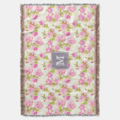 Eigen flessenpatroon Oude Rozen Monogram B Deken (Voorkant Verticaal)