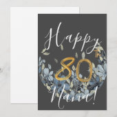 Eigen Floral Happy 80th Birthday Kaart (Voorkant / Achterkant)
