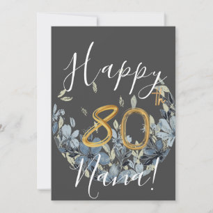 Eigen Floral Happy 80th Birthday Kaart