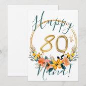 Eigen Floral Happy 80th Birthday Kaart (Voorkant / Achterkant)