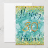 Eigen Floral Happy 80th Birthday Kaart (Voorkant / Achterkant)