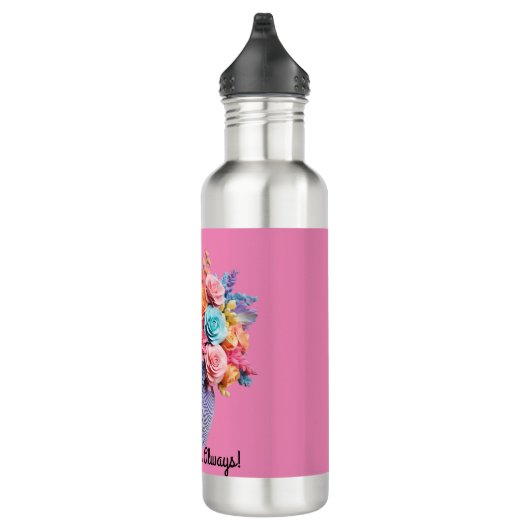 Eigen floreel flesje waterfles  (Rechts)