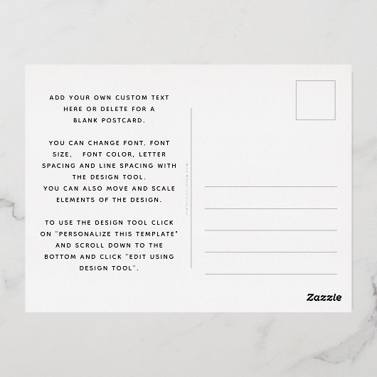 Eigen folie elegant wit dank u briefkaart (Achterkant)