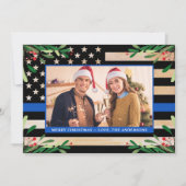 Eigen foto Blauwe Amerikaanse vlag voor Kerstmis Feestdagenkaart (Voorkant)