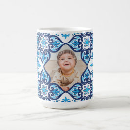 Eigen foto, blauwe en witte Azulejos Koffiemok