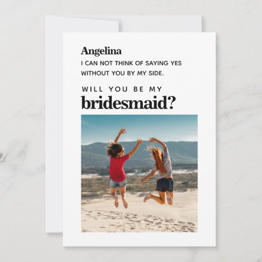 Eigen foto Eenvoudige legant Bridesmaid-conceptkaa Kaart (Voorkant)