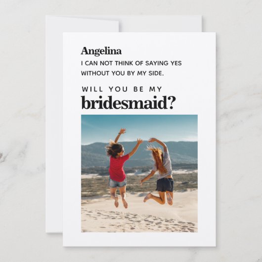 Eigen foto Eenvoudige legant Bridesmaid-conceptkaa Kaart (Voorkant)
