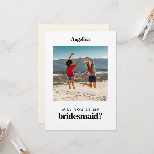 Eigen foto Eenvoudige legant Bridesmaid-conceptkaa Kaart (Voorkant / Achterkant in situ)