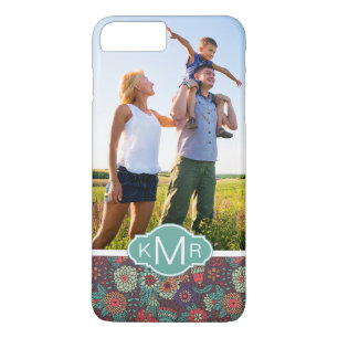 Eigen foto- en monogram Floral Cartoon Patroon iPhone 8/7 Plus Hoesje