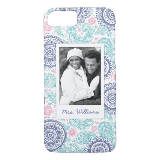 Eigen foto en naam Etnische paisleypatronen Case-Mate iPhone Case (Achterkant)