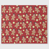 Eigen foto Gingerbrood voor rood kerstmis Cadeaupapier (Vlak)