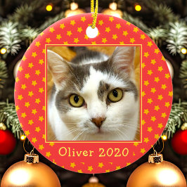 Eigen foto-herdenkingskerst keramisch ornament