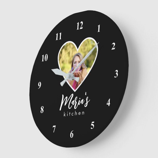 Eigen foto in Black Heart Lijst Moderne kalligrafi Grote Klok (Hoek)