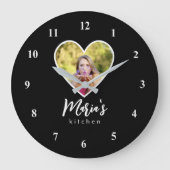 Eigen foto in Black Heart Lijst Moderne kalligrafi Grote Klok (Voorkant)