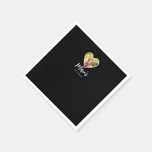 Eigen foto in Black Heart Lijst Moderne kalligrafi Servet (Hoek)