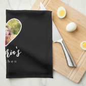 Eigen foto in Black Heart Lijst Moderne kalligrafi Theedoek (Quarter Fold)