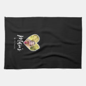 Eigen foto in Black Heart Lijst Moderne kalligrafi Theedoek (Horizontaal)