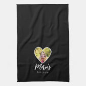 Eigen foto in Black Heart Lijst Moderne kalligrafi Theedoek (Verticaal)