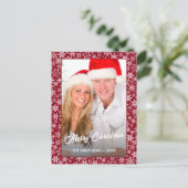 Eigen foto-kerstsnowflake script roodelijk modern feestdagenkaart (Staand voorkant)