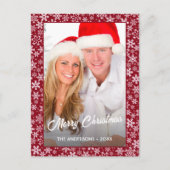 Eigen foto-kerstsnowflake script roodelijk modern feestdagenkaart (Voorkant)
