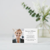 Eigen foto logo wit, dunne rand elegant wit visitekaartje (Staand voorkant)