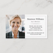 Eigen foto logo wit, dunne rand elegant wit visitekaartje (Voorkant)